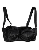 Dolce & Gabbana Black Silk Underwired Balconette Bra Underwear